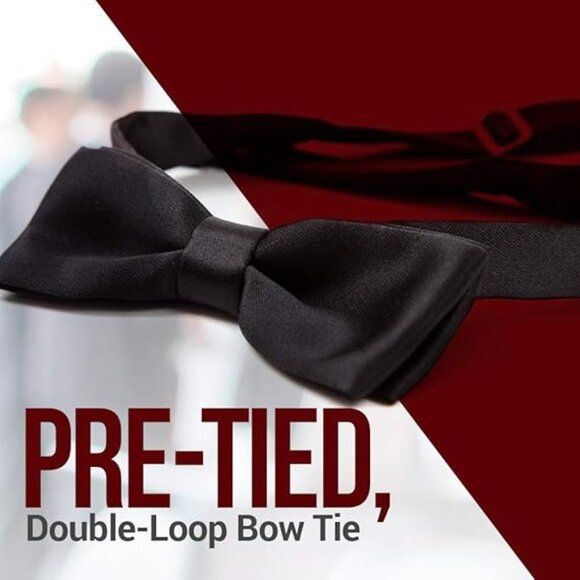 HOLD'EM Bow Tie Boys and Baby Satin Solid Color Adjustable Pre-tied - Burgundy - Picture 2 of 7